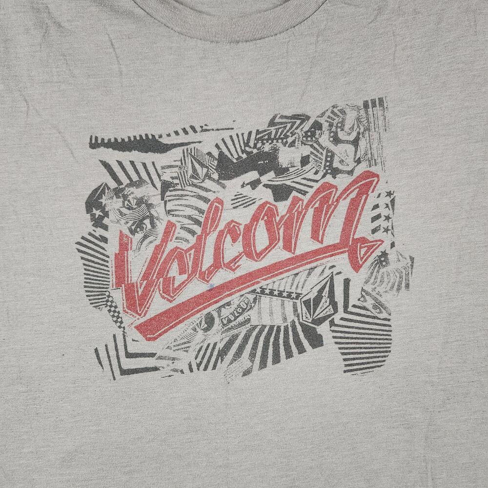 Vintage Volcom Shirt Mens XL Gray Red Logo Graphic Tee Skate Surf Streetwear Y2k